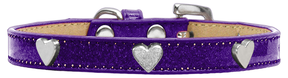 Silver Heart Widget Dog Collar Purple Ice Cream Size 16